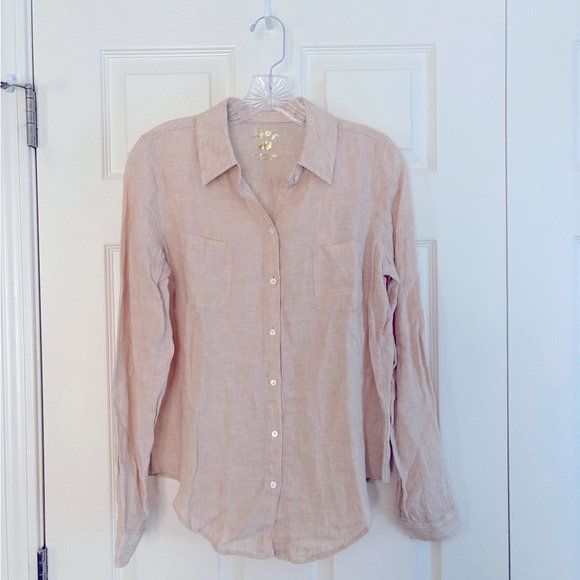 Lilly Pulitzer Sea View Linen Button Down Top SZ XS - Picture 2 of 6
